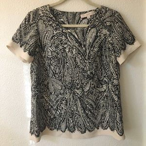 Black and White Short Sleeve Blouse